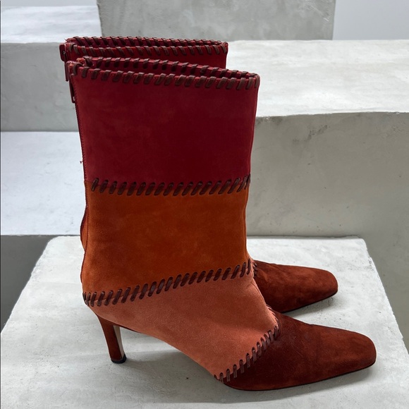 Salvatore Ferragamo Shoes - Salvatore Ferragamo Red and Orange Heeled Boots